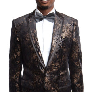 Bronze One Button Modern Fit Snakeskin Jacket-0