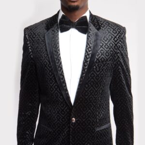 Daring Black Diamond Pattern Modern Fit Blazer-39421