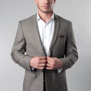 Taupe Wool Two Button Ultra Slim Fit Jacket