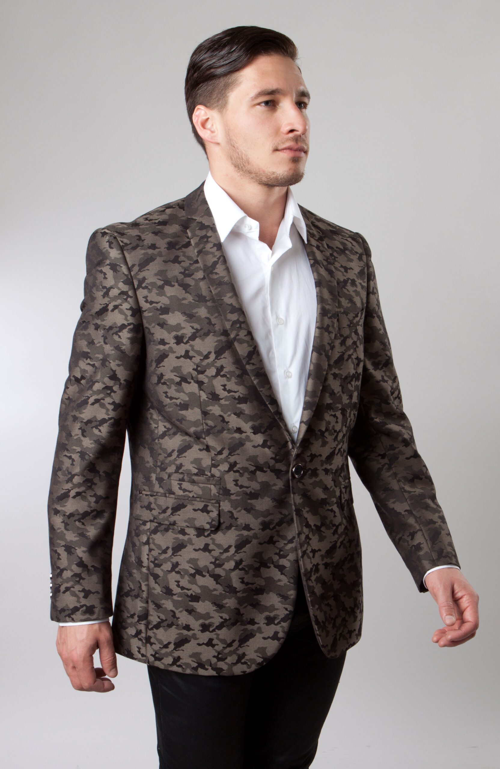Brown Patterned One Button Ultra Slim Fit Jacket-0 Brown Patterned One Button Ultra Slim Fit Jacket-0