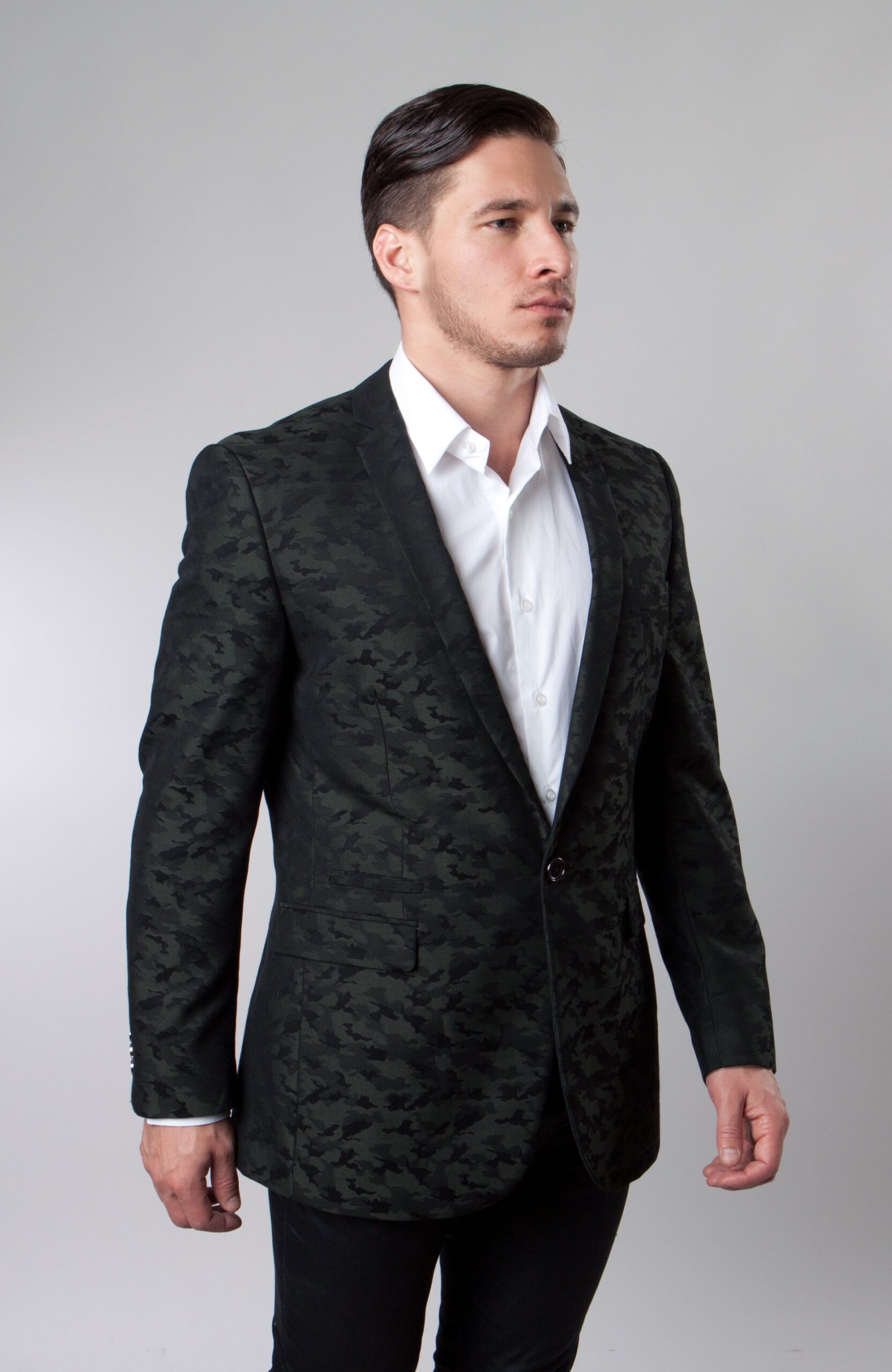 Green Patterned One Button Ultra Slim Fit Jacket-0 Green Patterned One Button Ultra Slim Fit Jacket-0