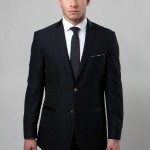 Dark Blue Patterned Two Button Ultra Slim Fit Jacket with Satin Collar-0