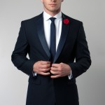 Navy Two Button Ultra Slim Fit Jacket with Split Shawl Lapel-0