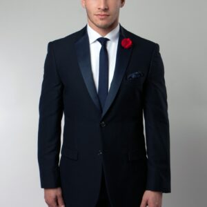 Navy Two Button Ultra Slim Fit Jacket with Split Shawl Lapel-6981
