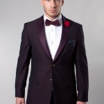 Burgundy Two Button Ultra Slim Fit Jacket with Split Shawl Lapel-0