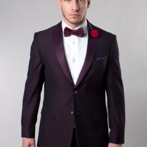 Burgundy Two Button Ultra Slim Fit Jacket with Split Shawl Lapel-0
