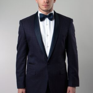 Blue and Burgundy Patterned One Button Ultra Slim Fit Jacket-0