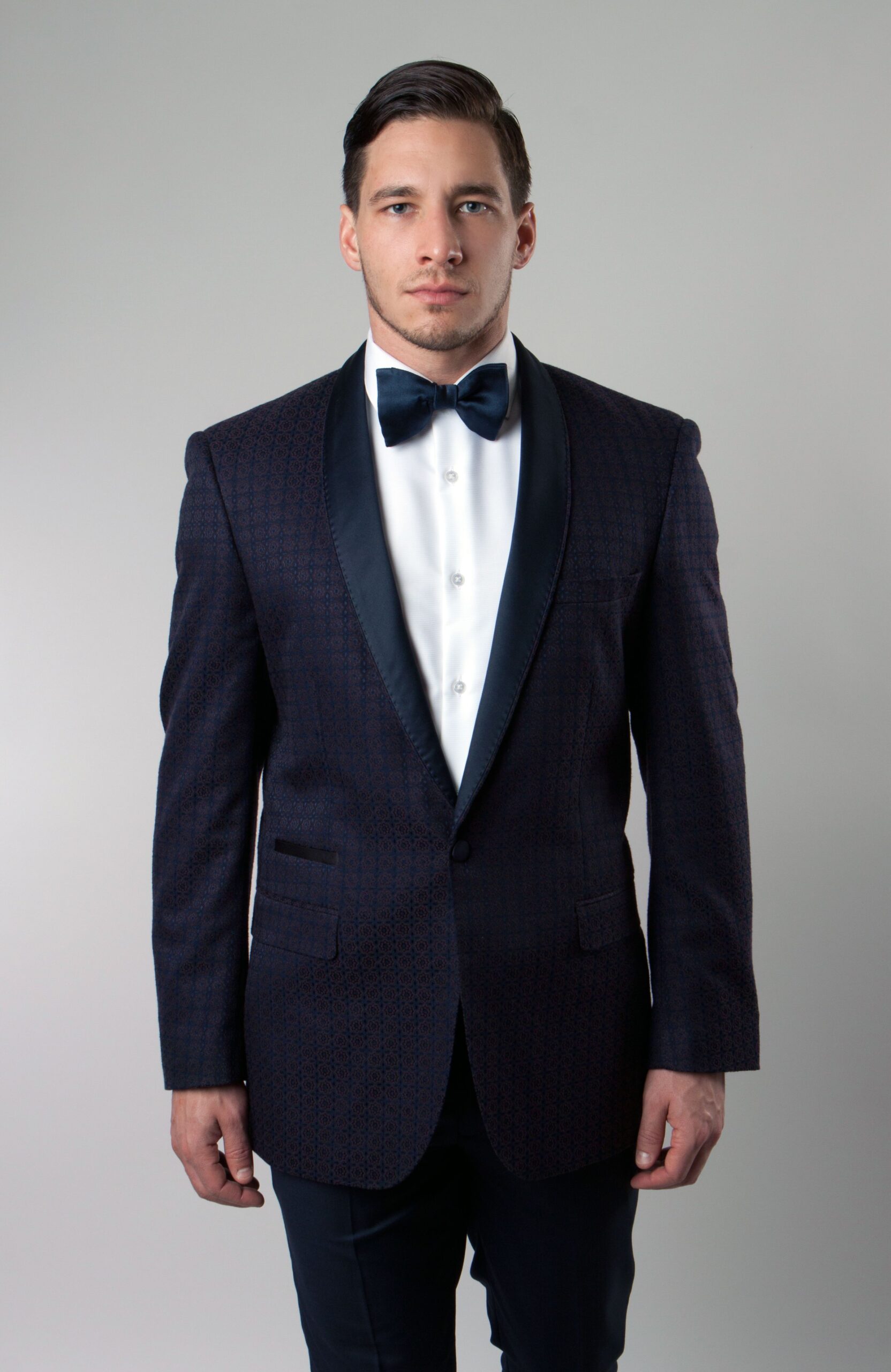 Blue and Burgundy Patterned One Button Ultra Slim Fit Jacket-0 Blue and Burgundy Patterned One Button Ultra Slim Fit Jacket-0