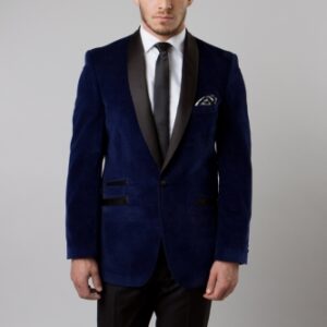 Blue Textured One Button Ultra Slim Fit Jacket-0