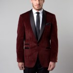 Burgundy Textured One Button Ultra Slim Fit Jacket-0