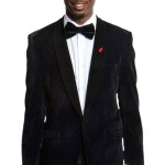 Black Velvet Ultra Slim Fit One Button Smoking Blazer-0