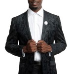 Black Two Button Ultra Slim Fit Patterned Jacket