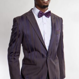 Purple One Button Modern Fit Shine Streak Jacket-34178