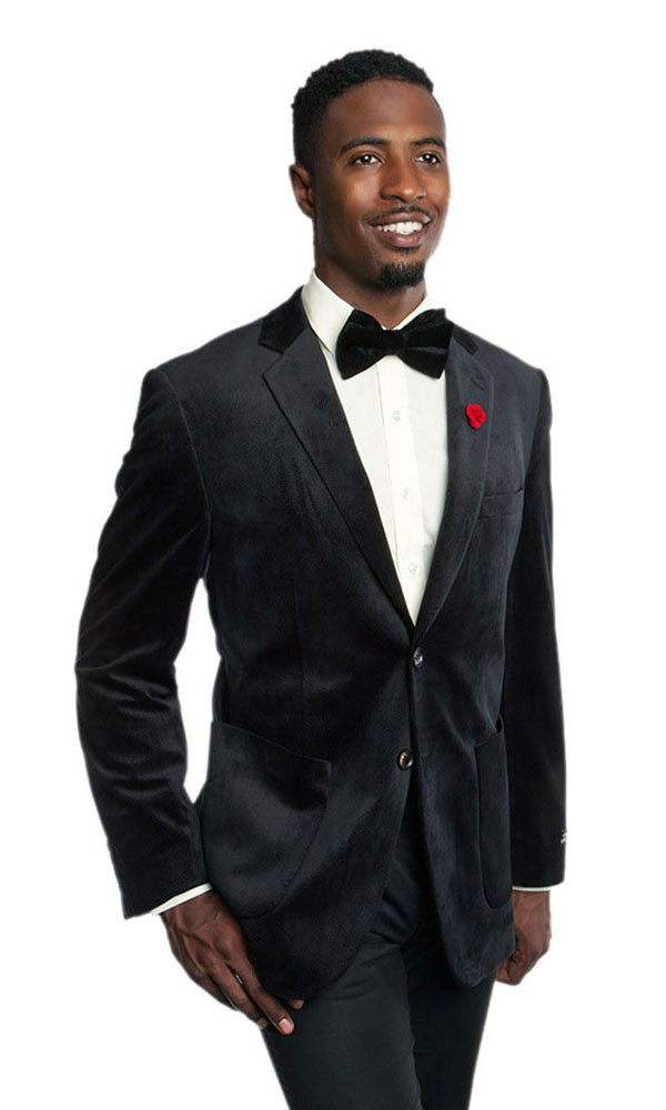 Black Velvet Ultra Slim Fit Two Button Smoking Jacket Black Velvet Ultra Slim Fit Two Button Smoking Jacket