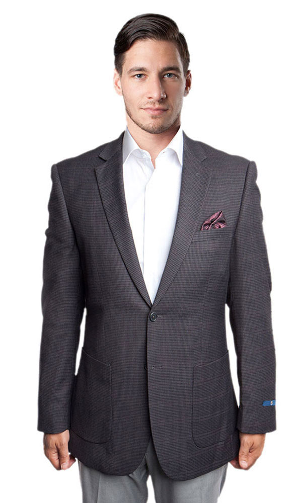 Charcoal Two Button Modern Fit Tone Plaid Jacket Charcoal Two Button Modern Fit Tone Plaid Jacket