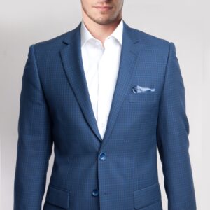 Sunday Best Two Tone Blue Plaid Modern Fit Two Button Jacket-26567