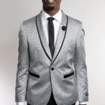 Dark Silver One Button Ultra Slim Fit Jacket with Shawl Collar Front View