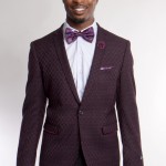 Wine One Button Ultra Slim Fit Patterned Jacket Front View