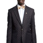 Brown One Button Modern Fit Patterned Jacket Front View