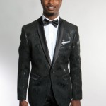 Charcoal One Button Modern Fit Patterned Jacket Front View