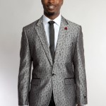 Silver One Button Ultra Slim Fit Patterned Jacket Front VIew