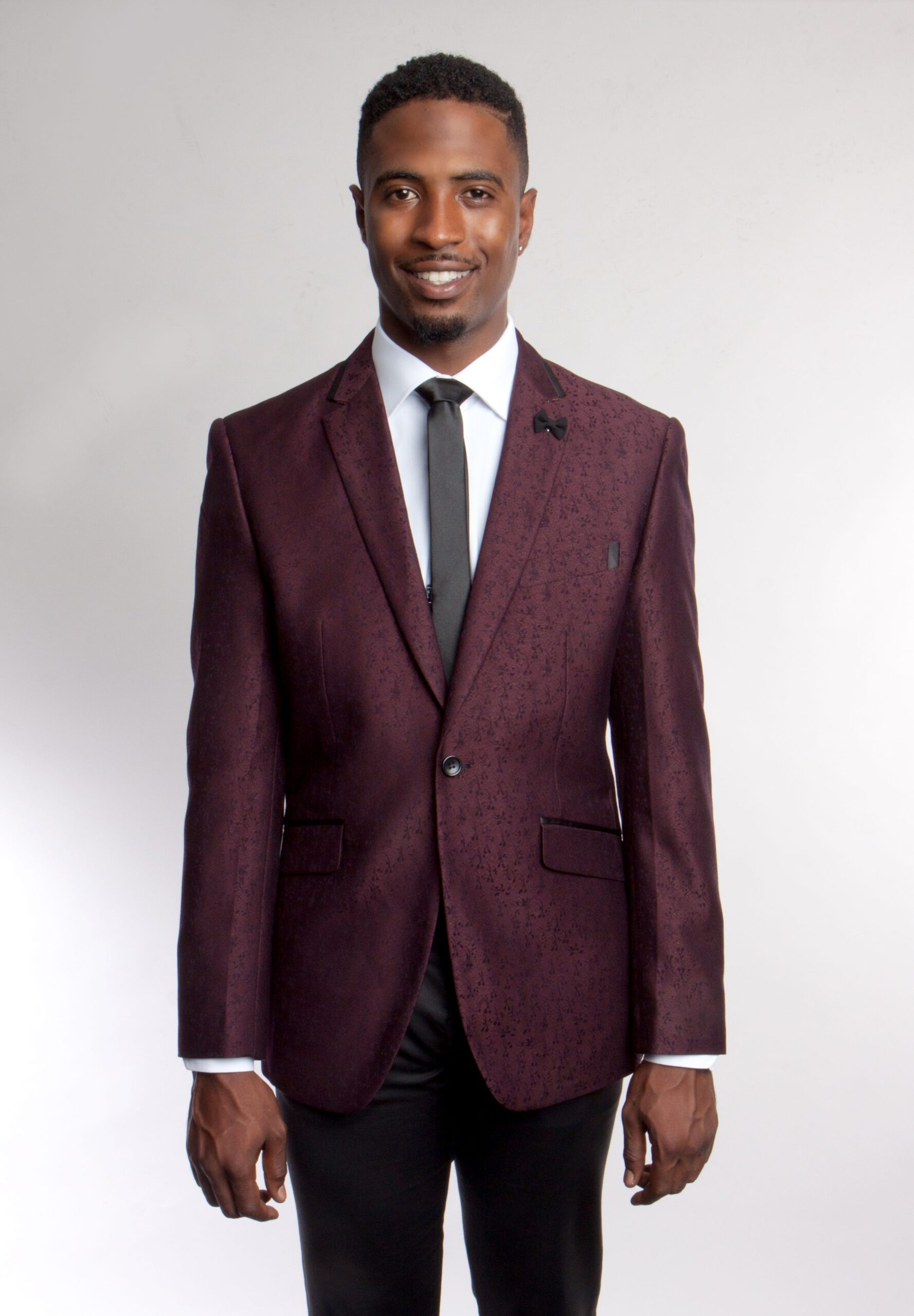 Wine One Button Ultra Slim Fit Patterned Jacket Wine One Button Ultra Slim Fit Patterned Jacket