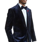 Dark Luxurious Blue Patterned One Button Ultra Slim Fit Jacket-0