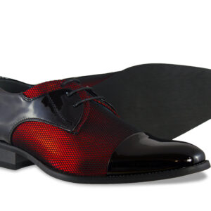 Portabella Red and Black Tuxedo Shoe Side and Bottom View