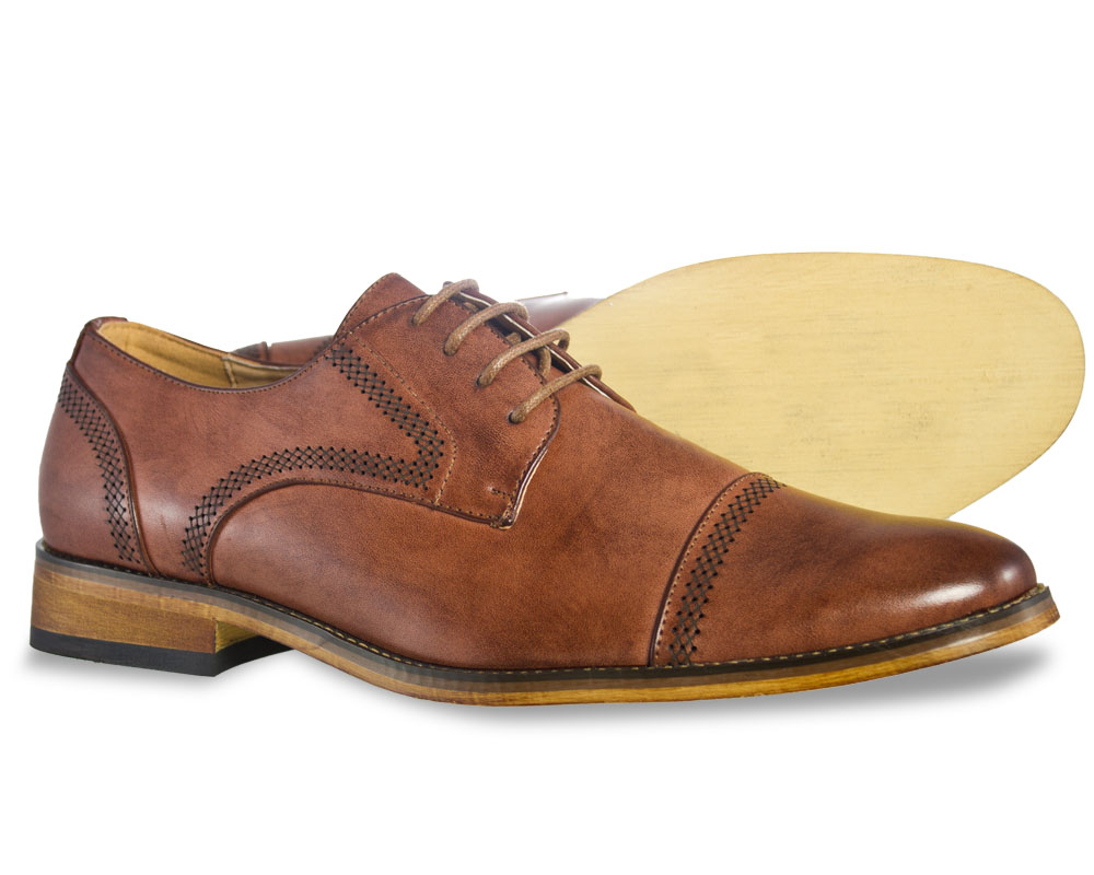Portabella Brown Oxford Shoe Side and Bottom View