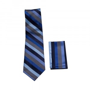 Blue Navy Stripped Tie Set