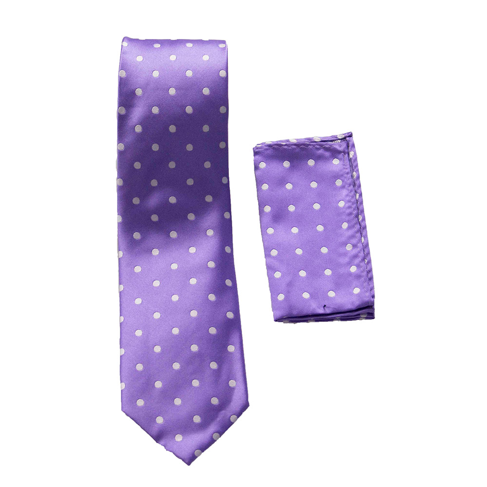 Lilac Polka Dot Tie Set