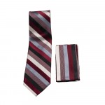 Burgundy Stripped Tie Set