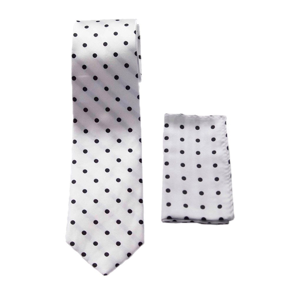 White Polka Dot Tie Set