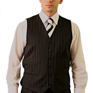 Black Shadow Stripe 3 Button 3-Piece Suit-11826