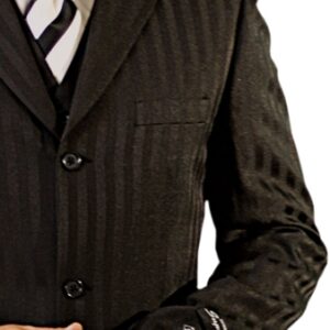 Black Shadow Stripe 3 Button 3-Piece Suit-11825