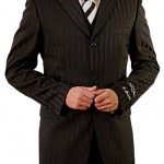 Black Shadow Stripe 3 Button 3-Piece Suit-0
