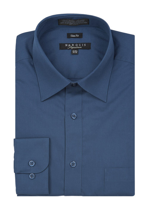 Midnight Blue Slim Fit Dress Shirt-0 Midnight Blue Slim Fit Dress Shirt-0