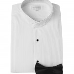 White Tuxedo Shirt with Black Bow Tie