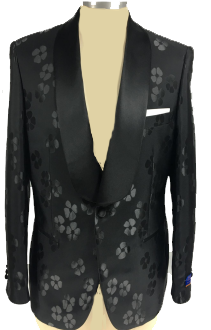 Berragamo Black Modern Fit Hawaii Floral One Button Tuxedo Jacket-0