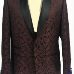 Berragamo Floral Burgundy Modern Fit One Button Tuxedo Jacket-0