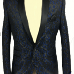 Berragamo Floral Blue Modern Fit One Button Tuxedo Jacket-0