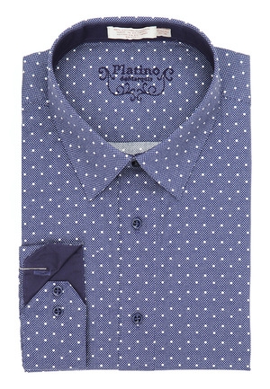Marquis Navy Fancy Dress Shirt-0 Marquis Navy Fancy Dress Shirt-0