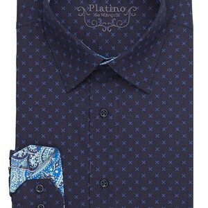 Marquis Navy Fancy Dress Shirt-0