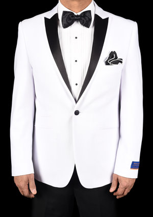 Berragamo White Slim Fit One Button Tuxedo-0