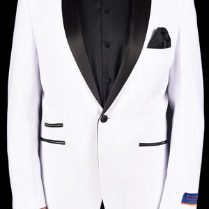 Berragamo White Slim Fit One Button Tuxedo-0
