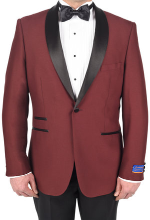 Berragamo Burgundy Modern Fit One Button Tuxedo-0 Berragamo Burgundy Modern Fit One Button Tuxedo-0