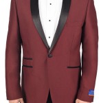 Berragamo Burgundy Slim Fit One Button Tuxedo-0