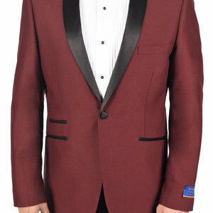 Berragamo Burgundy Slim Fit One Button Tuxedo-0