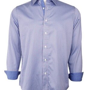 Marquis Blue Printed Sateen Shirt-0