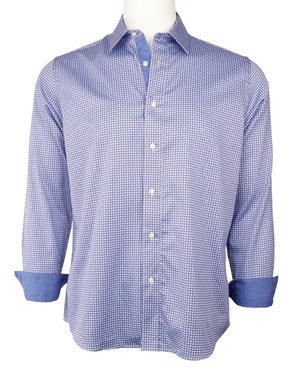 Marquis Blue Printed Sateen Shirt-0 Marquis Blue Printed Sateen Shirt-0